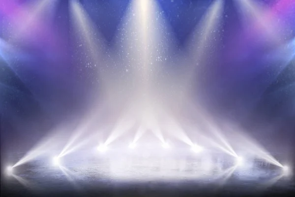 Güzel boş kış arka plan ve ışıkları ile boş buz pateni pisti