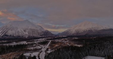 Seward, Alaska 'dan kış manzarası 