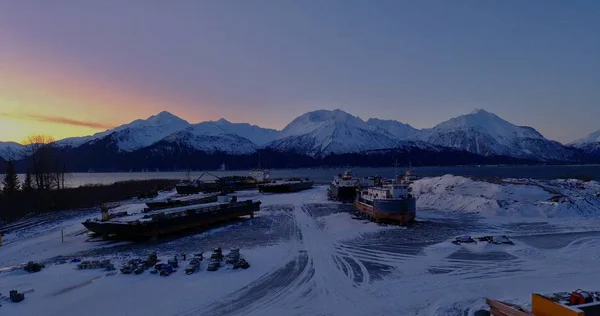 Pôr Sol Inverno Alasca — Fotografia de Stock