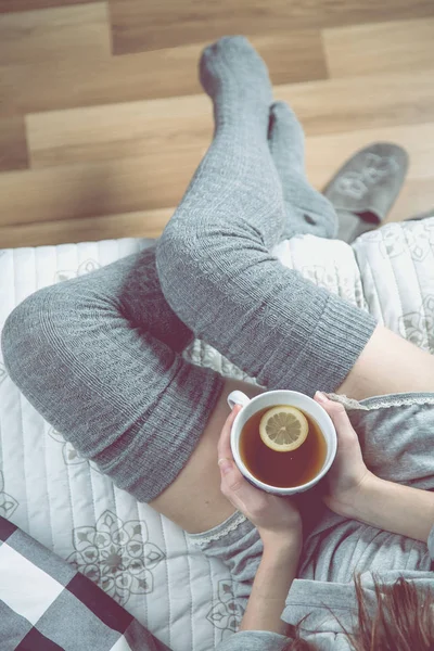 Soluk içme çay, rahat rahat durumla kavramı — Stok fotoğraf