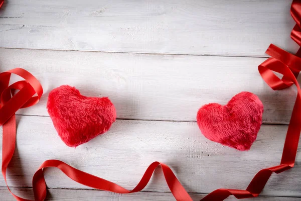 Fundo conceito de Valentim, composição com corações vermelhos — Fotografia de Stock