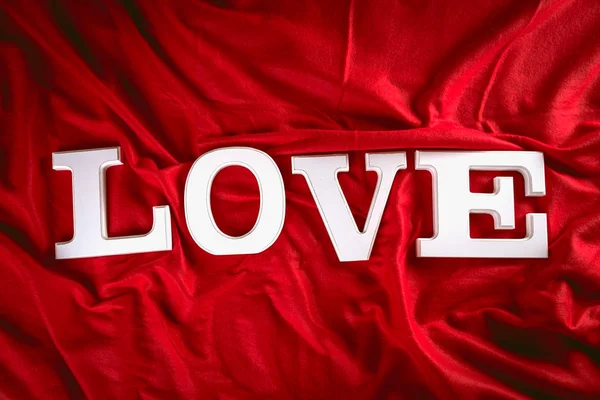 San Valentín fondo rojo con letras, concepto de amor — Foto de Stock