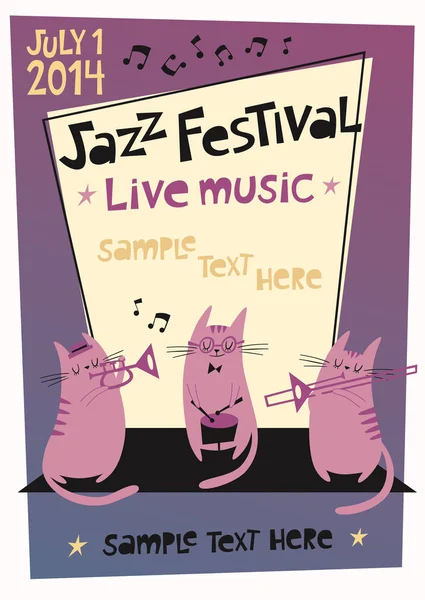 Jazz festival poster in cartoon style — Stock Vector