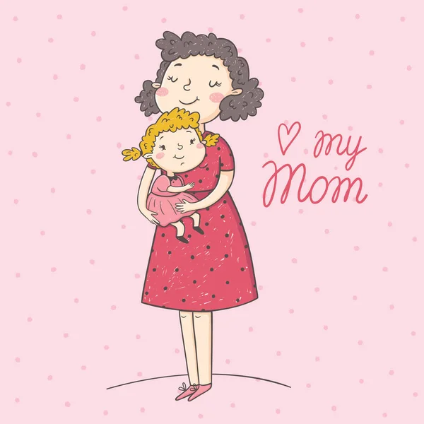 Vector illustration of mother and daughter. — Stock Vector