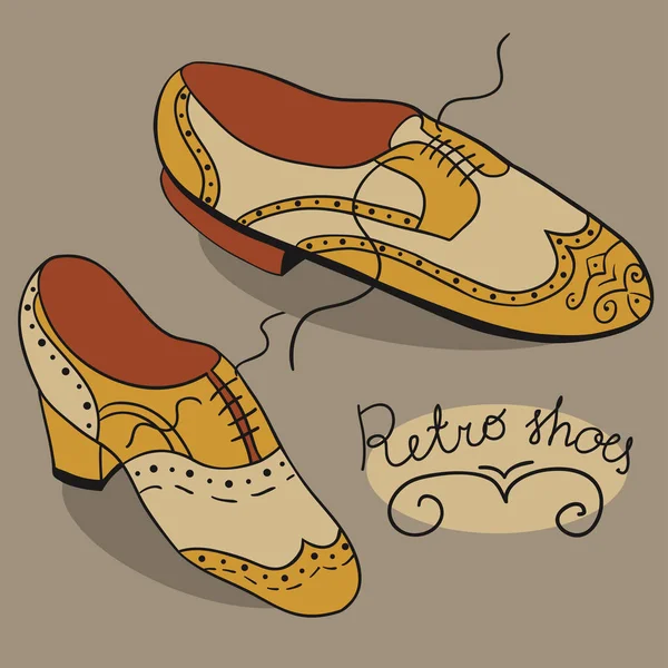 Retro Schuhe Vektor Doodles — Stockvektor