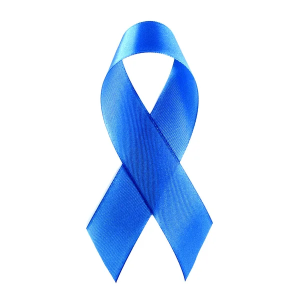 Awareness Hellblaues Band Auf Weißem Hintergrund Und Für Die Aufklärungskampagne — Stockfoto