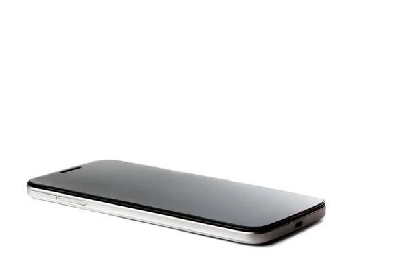 Smartphone Sfondo Bianco Con Piccola Ombra Isolato Tanto Spazio Libero — Foto Stock