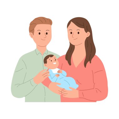 Bir bebeğin doğumunu hoş karşılayan genç bir ailenin duyguları ve mutlu ifadeleri.