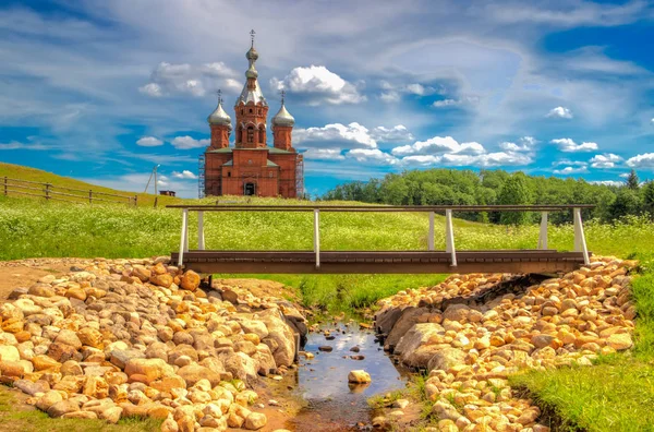 Volgoverkhovye Olginsky монастиря Преображенська церква у місті Russi Ліцензійні Стокові Зображення