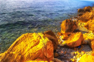 Kayalık sahil Deniz Sahil Sochi Krasnodar bölgesi Rusya 