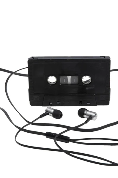 Audiocassetta e cuffie. — Foto Stock