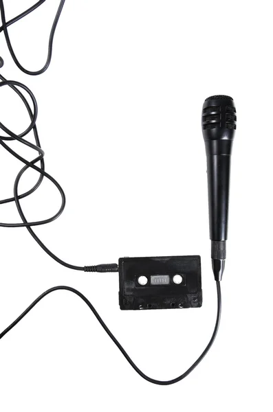 Audiocassetta e microfono . — Foto Stock
