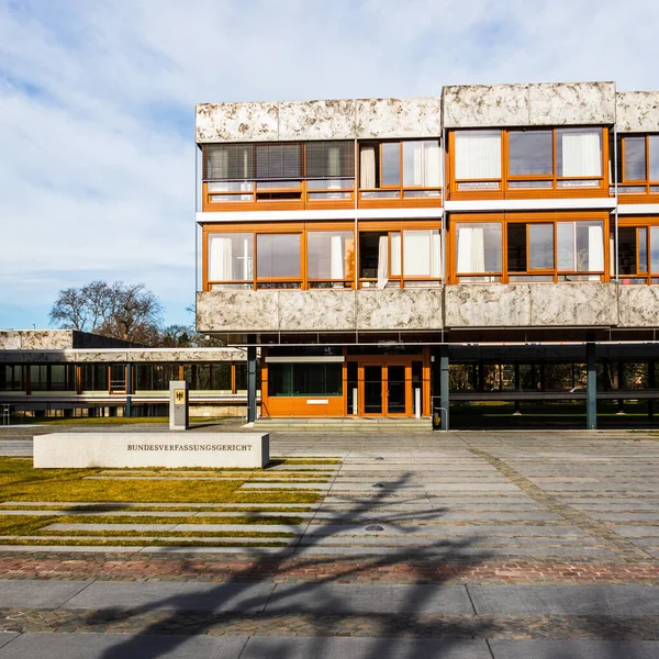 Eingang Und Hinweisschild Gebäuden Des Bundesgerichtshofs Bundesverfassungsgericht Bgh Karlsruhe Baden — Stockfoto