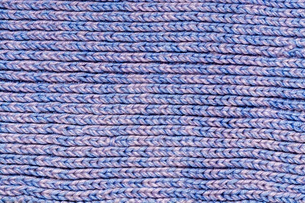 Gestrickte Struktur aus blauen Fäden. horizontale Linien — Stockfoto