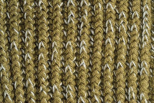 Estrutura tricotada de fios verdes, cinzas. Linhas verticais — Fotografia de Stock