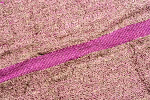 Pink color wrinkled fabric texture. Diagonal fuchsia line — ストック写真