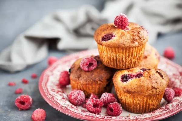 Muffins de frambuesa deliciosos caseros — Foto de Stock