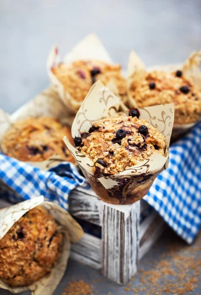 Fresh homemade delicious blueberry muffins — Stock Photo, Image