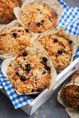 Taze ev yapımı lezzetli blueberry muffins