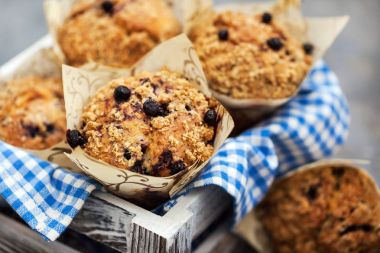 Taze ev yapımı lezzetli blueberry muffins