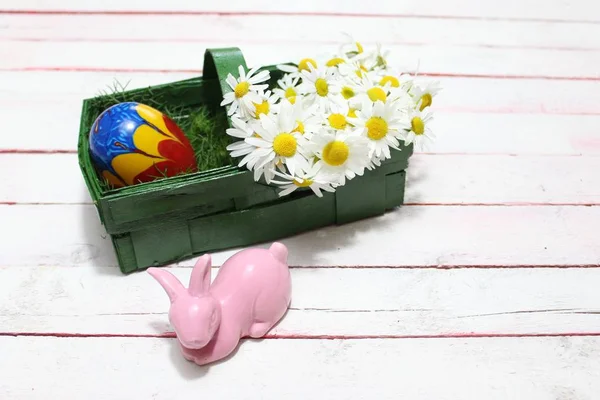 Happy Easter Decoration Flowers Easteregg — Stock Photo, Image