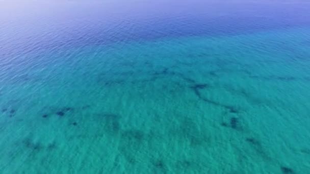 鸟瞰美丽的蓝绿色和蓝色的大海 蓝色和清澈的大海的无人机镜头 — 图库视频影像