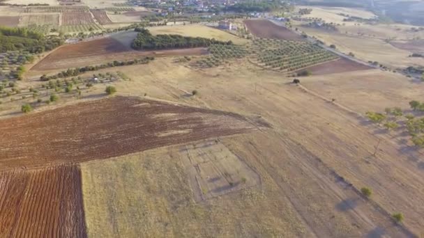 Havadan Çekilen Ekilecek Tarlaları Olan Güzel Bir Arazi Görüntüsü Kırsal — Stok video