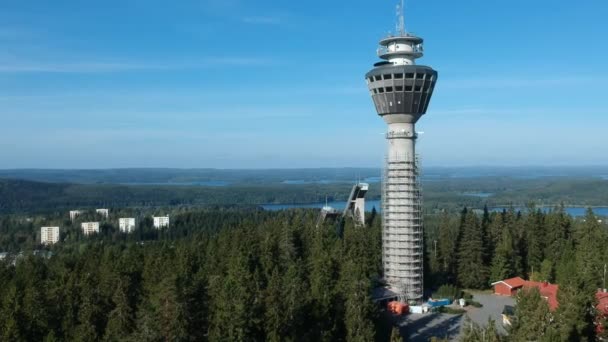 Tower Forrest Finland Puijon Jumping Hills Kuopio — Stock Video