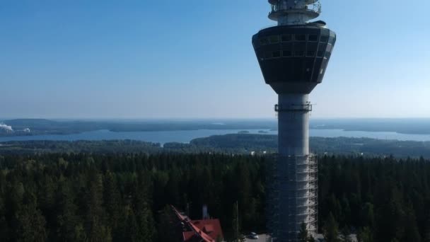 Wieża Nad Finlandią Wzgórzami Puijon Jumping Kuopio — Wideo stockowe