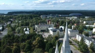Evanjelik Luteryan Kilisesi. Joensuu, Finlandiya 'nın panoramik görünümü