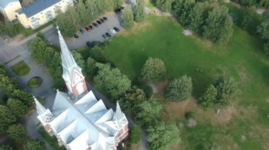 Evanjelik Luteryan Kilisesi. Joensuu, Finlandiya 'nın panoramik görünümü