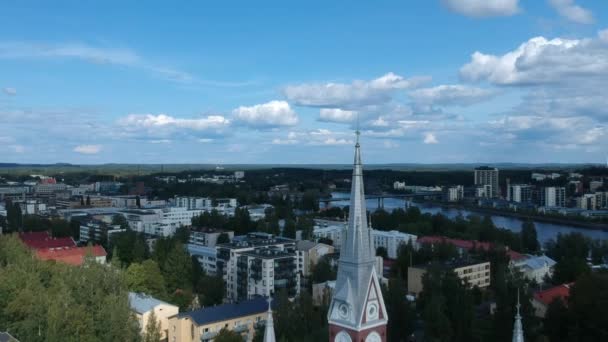 Igreja Evangélica Luterana Vista Panorâmica Joensuu Finlândia — Vídeo de Stock