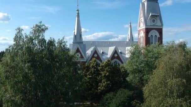 福音路德教会 芬兰约韦图全景 — 图库视频影像