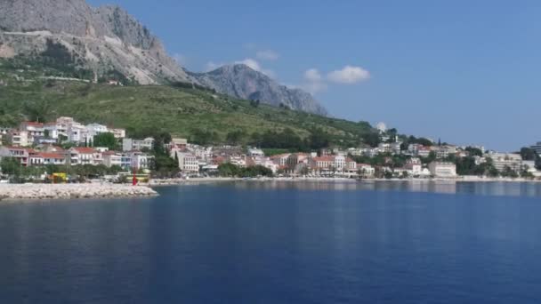 Luchtfoto Van Stad Kroatië Makarska — Stockvideo
