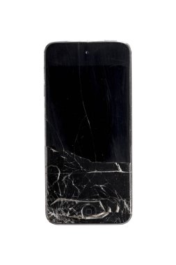 çok eski çizilmiş cep telefonu, beyaz izole