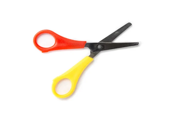 Old used children scissors, isolated on white — Stock Photo, Image