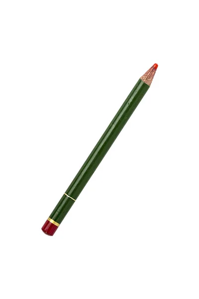 Velho lápis de cor vermelha, isolado no branco — Fotografia de Stock