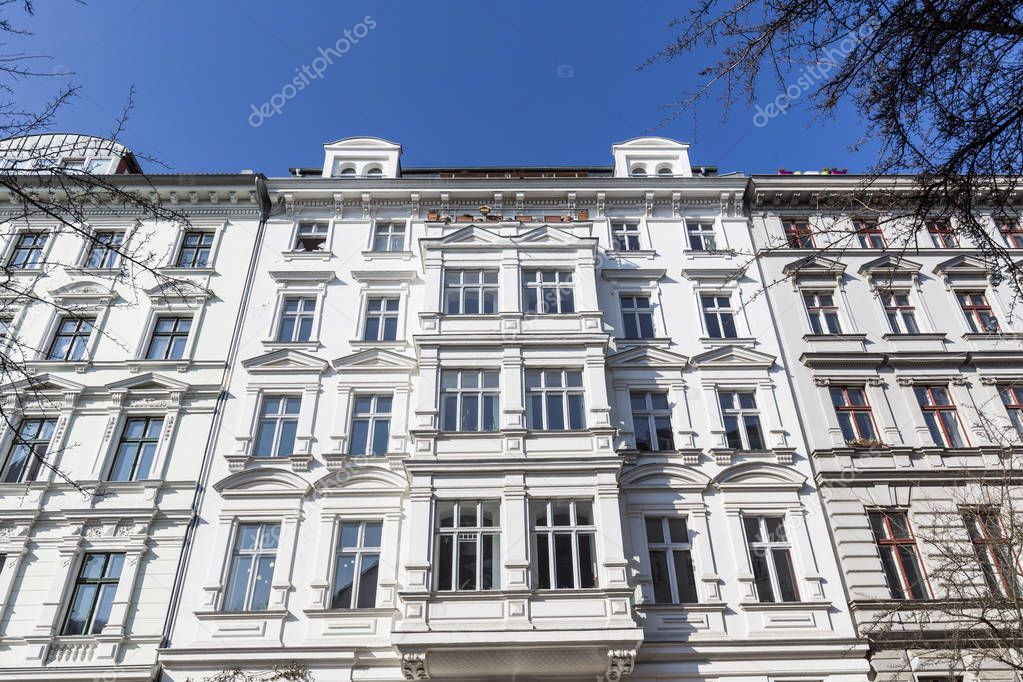 facade of an white old house in Berlin Kreuzberg