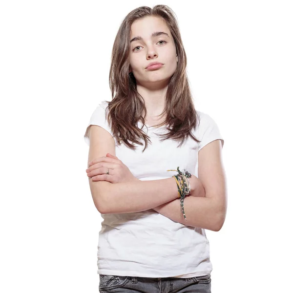 Portrait of a sulky teenage girl — Stock Photo, Image