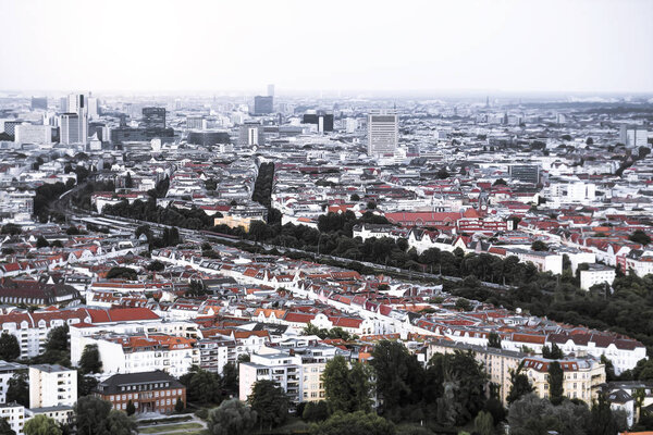 Panorama of Berlin with bright sky