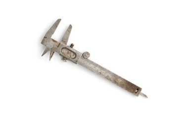 eski ve paslı vernier beyaz izole Kaliper