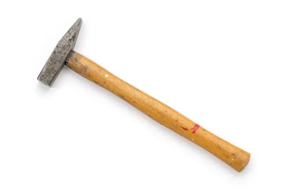 Pequeno martelo velho, isolado em branco — Fotografia de Stock