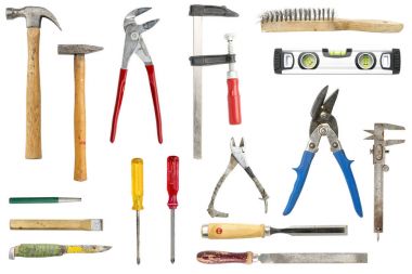 Eski araçları, üzerinde beyaz izole topluluğu