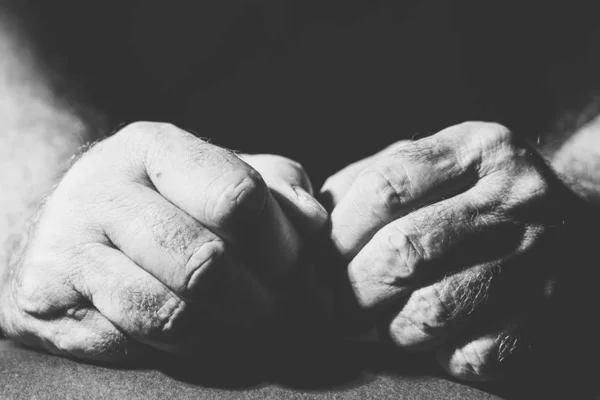 Black and white photograph two relaxed hands — Stock Photo, Image