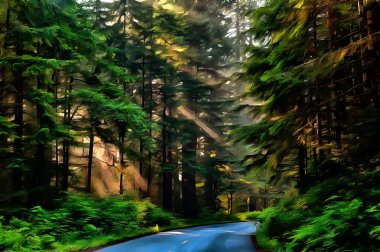 Manzara orman çizimi