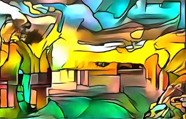 Avant-garde tarzında manzara resmi yorumlanması