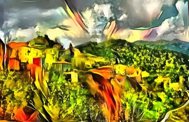 Sürrealizm tarzında manzara panorama