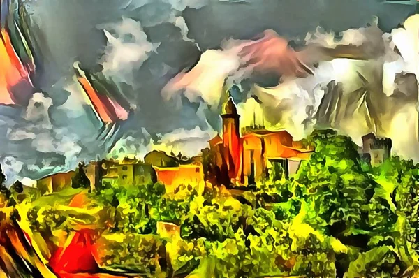 シュールレア リズムのスタイルの風景パノラマ — ストック写真