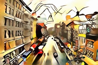 Soyut şehir manzarası new York'un avant-garde yorumlanması
