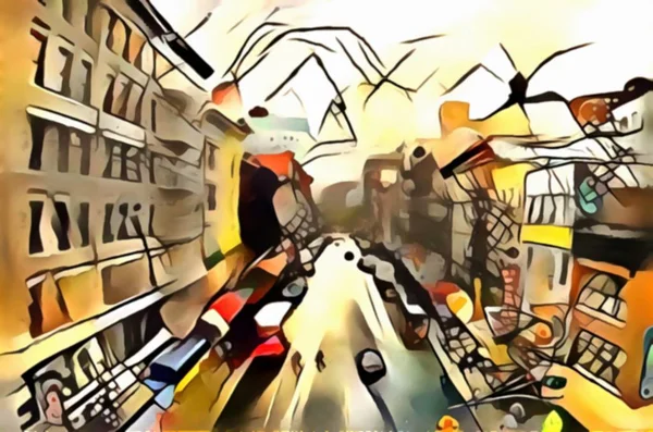 Soyut şehir manzarası new York'un avant-garde yorumlanması